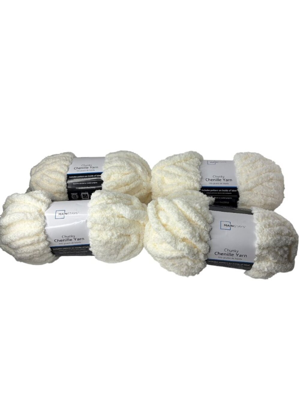 Mainstays Chenille Chunky Yarn 4 Pack 31.7 Yard Skein Polyester Ivory - Picture 4 of 7